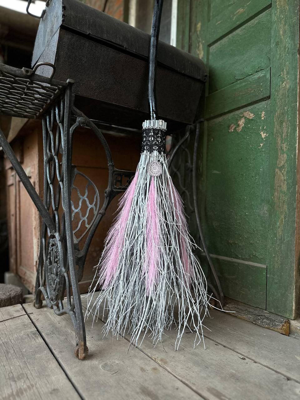 Elegant lace-covered besom for handfasting ceremonies – perfect for USA weddings