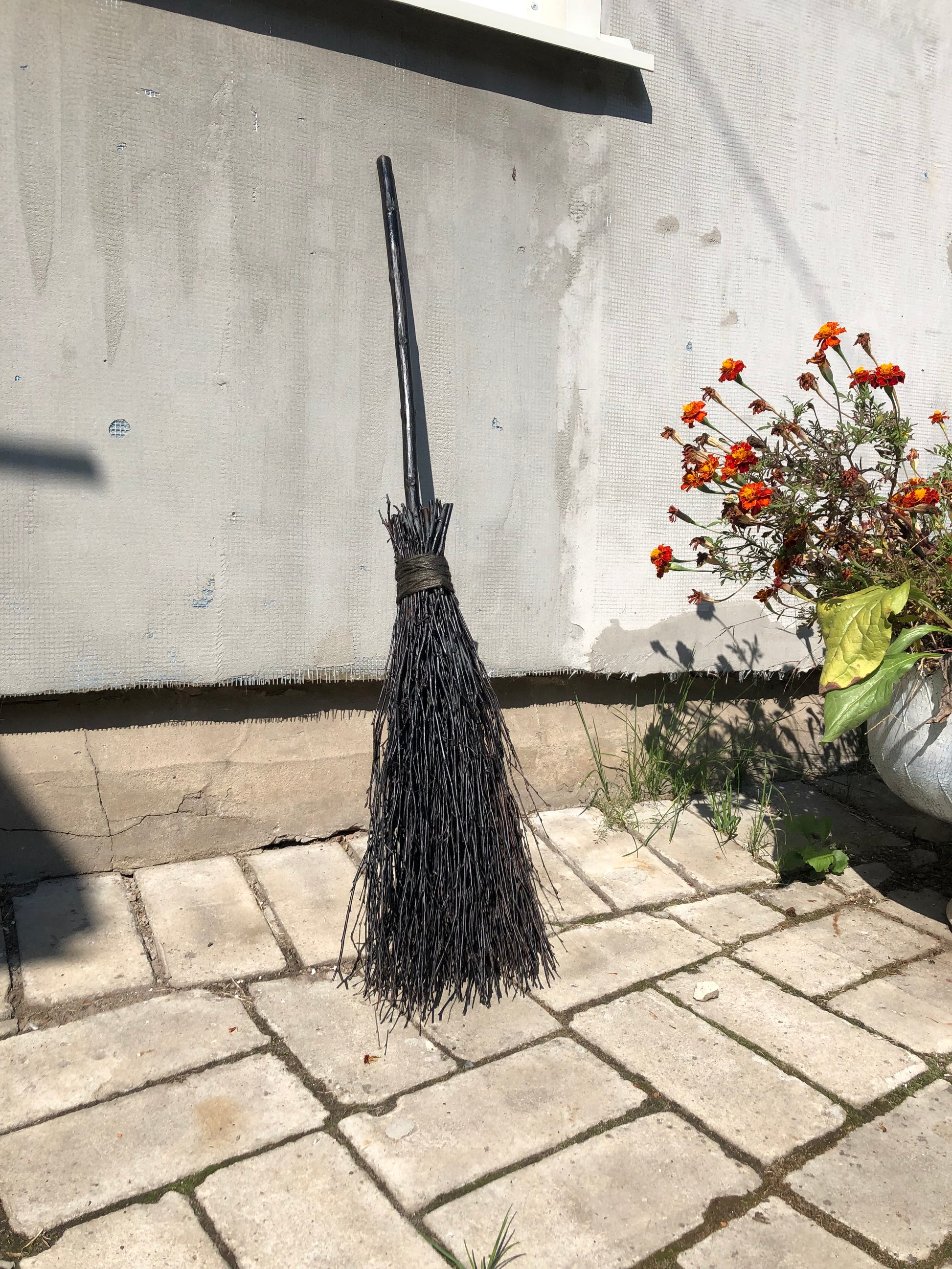 Black witch broom for Halloween and altar