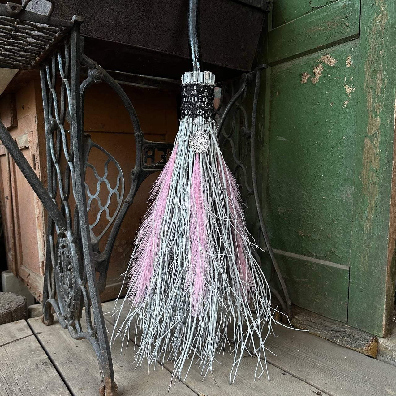 White And Pink Natural Broomstick | Wedding Broom