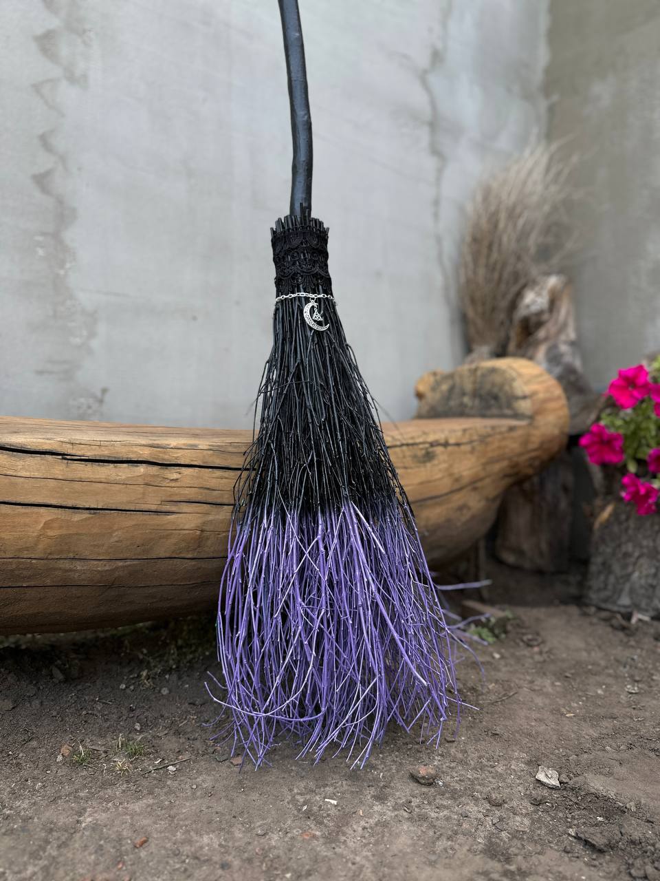Authentic real witch broom with rustic design for rituals