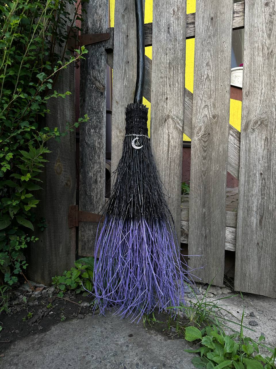Real Black And Purple Witches Broomstick